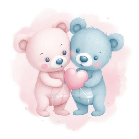 Premium Ai Image There Are Two Teddy Bears Holding A Heart Shaped