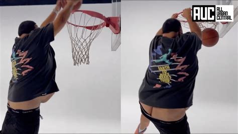 Dj Kahled Suffers Wardrobe Malfunction While Dunking Basketball Youtube