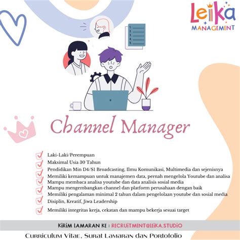 Lowongan Kerja Channel Manager Content Creator Creative Director