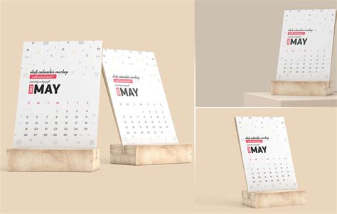 Free Wooden Stand Desk Calendar Mockups PSD Set - PsFiles