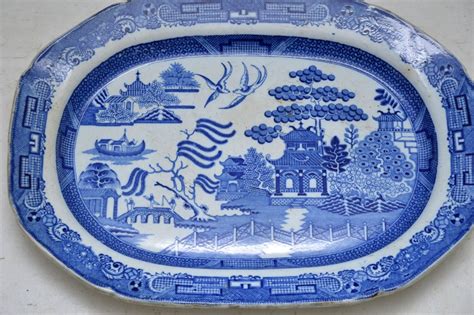 Antique 19th Century Blue Willow China Platter Marylebone Antiques