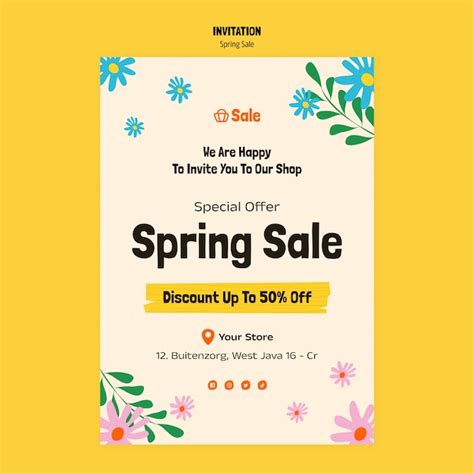 Premium Psd Spring Sale Discount Invitation Template