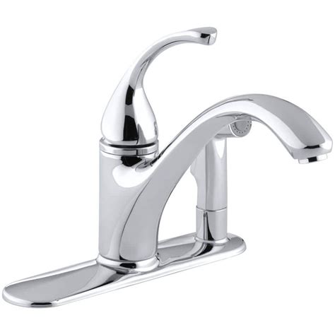 Kohler Forte Single Handle Standard Kitchen Faucet With Side Sprayer In Polished Chrome K 10413