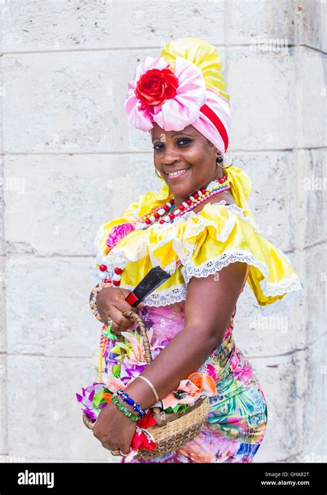 Cuban Woman With Traditional Clothing In Old Havana Stock Photo Alamy