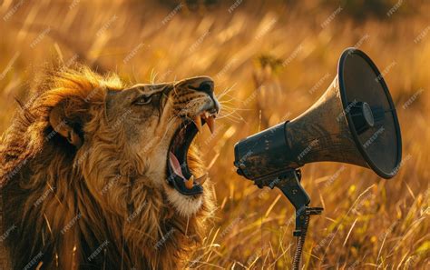 Premium Photo A Majestic Beast Bellows Through A Megaphone Thunderous