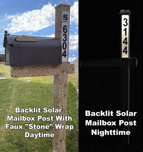 SOLAR ADDRESS Mailbox Post Led Illuminated Address Sign Solar Powered ...