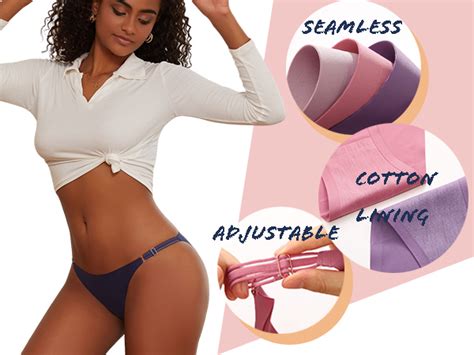 Mua ROSYCORAL Adjustable Seamless Underwear For Women Sexy No Show High Cut Cheeky String Bikini