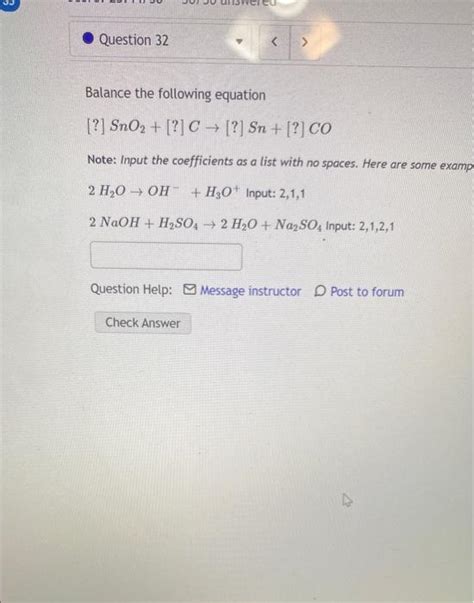 Solved Balance The Following Equation Sno C Chegg