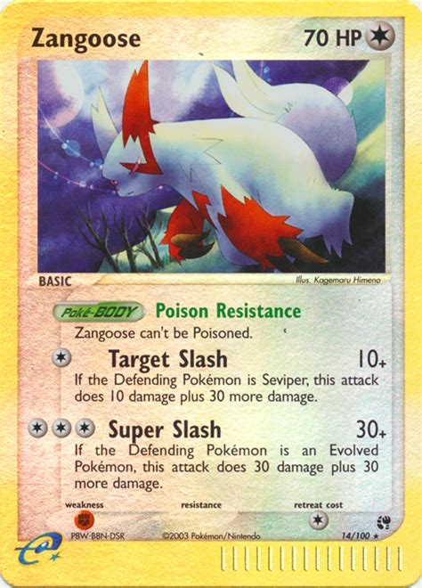 Pok Mon Ex Sandstorm Card Zangoose Parallel Reverse Holo Arcade