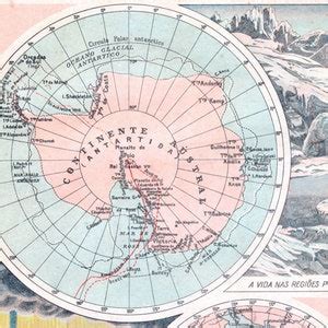 Vintage Map Of The Polar Regions Published 1935 Etsy Canada