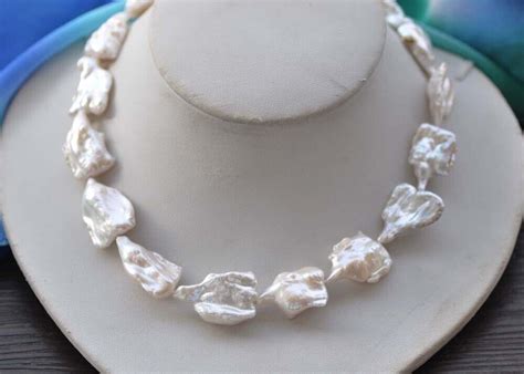 Z Mm White Baroque Coin Keshi Reborn Pearl Necklace Ebay