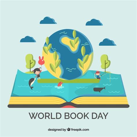 Fondo del día mundial del libro en diseño plano Vector Gratis