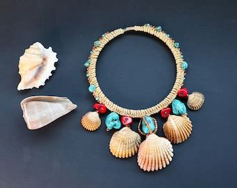 Natural Seashell Pendant Pearl Statement Necklace Unique Mermaid