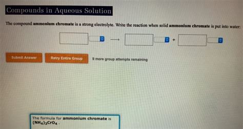 Solved Compounds in Aqueous Solution The compound ammonium | Chegg.com