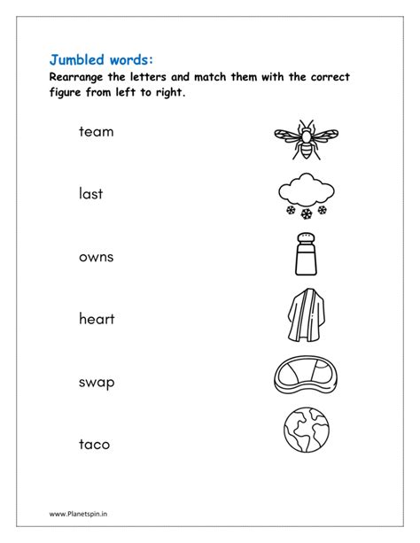 Solve Jumble Words Worksheets