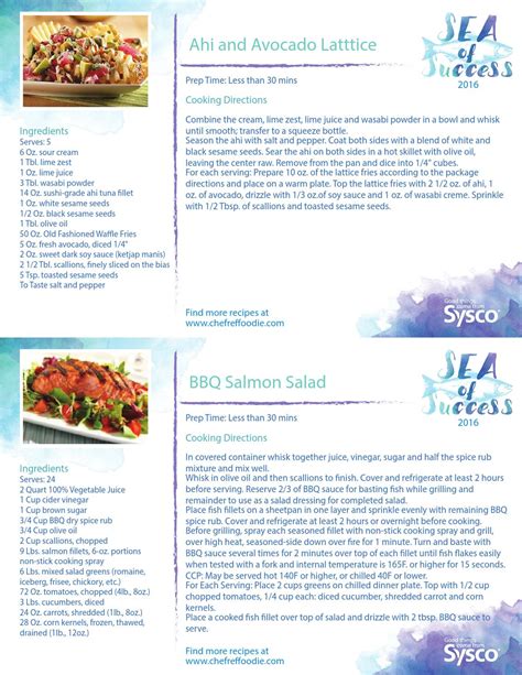 2016 Sea Of Success Recipe Cards By Sysco New Mexico Issuu