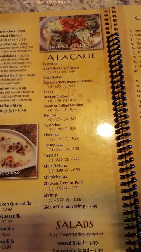 Menu at Mazatlan Mexican Restaurant, Dickson, 180 Beasley Dr