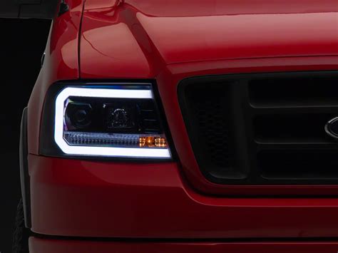 F 150 Led C Bar Projector Headlights Gloss Black Housing Smoked Lens 04 08 F 150 Free Shipping