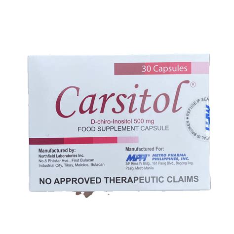 CARSITOL D Chiro Inositol 500 Mg Food Supplement Capsule 30 Capsules