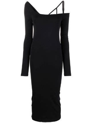 Helmut Lang Asymmetric Long Sleeve Bodycon Dress Farfetch