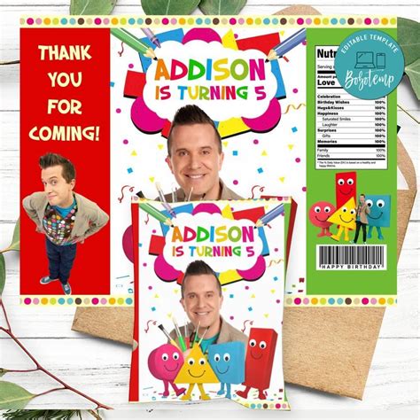 Mister Maker Birthday Chip Bag Digital File Printable Bobotemp