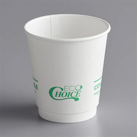 EcoChoice Oz Smooth Double Wall White Compostable Paper Hot Cup