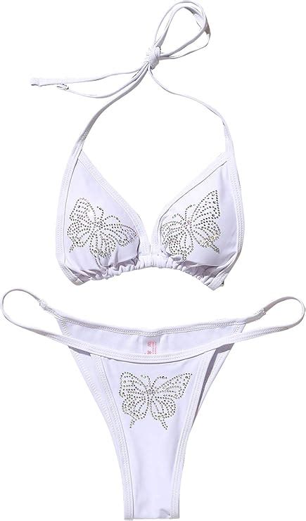 Sexy Off Spalla Bikini Farfalla Strass Triangolo Bikini Set Sexy Lace