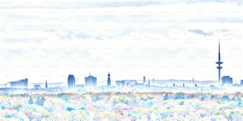 The skyline of Hamburg with the most famous landmarks ("Elbphilharmonie