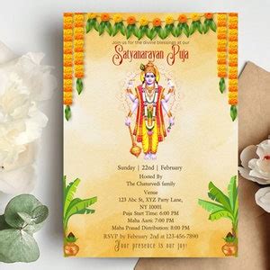 Satyanarayana Pooja Invitation Editable Satyanarayan Katha Invite