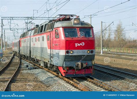 Passenger Two-section Electric Locomotive ChS7-156 Close-up Sunny ...