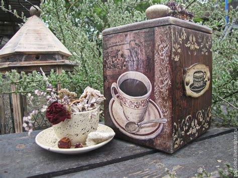 Купить Короб для кофе "Кофе в кафе Орлеан" - коричневый, короб, короб ...