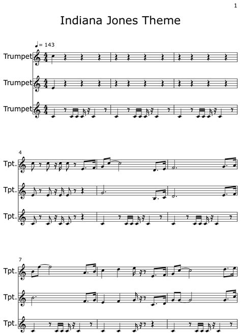 Indiana Jones Theme Sheet Music For Trumpet