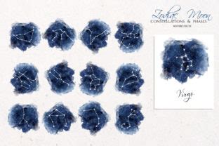 Watercolor Zodiac Blue Moon Clipart Graphic By Elena Dorosh Art