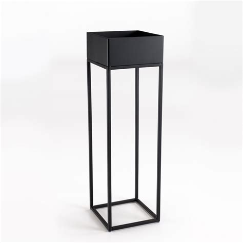 Sellette carrée porte plantes MM noire piètement métal DPI Import