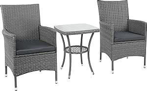 Outsunny Garden Outdoor Rattan Furniture Bistro Set Pcs Patio Weave