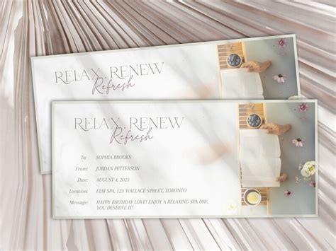 Printable Spa Day Voucher Template Editable Spa Day Voucher for Her ...