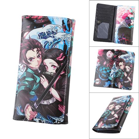 Anime Demon Slayer Agatsuma Zenitsu Cartera Larga De Cuero PU Kimetsu