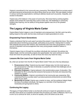 Virginia Marie Carter_ A Legacy of Inspiration.docx | Education