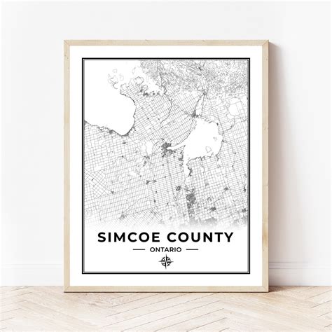 Simcoe County Map Print Map Of Simcoe County Ontario Black Etsy Canada