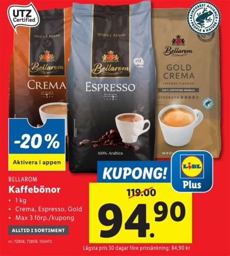 Bellarom Crema Kaffebönor Lidl november 2023