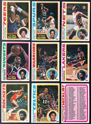 9 1978 79 Topps Basketball Card Lot Dr J Bernard King Norm