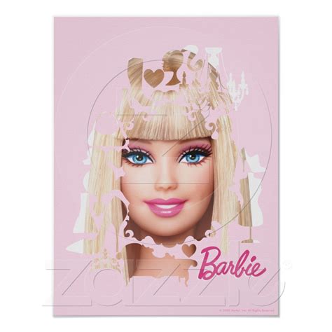 Barbie Doll With Blonde Hair And Blue Eyes On A Pink Background With