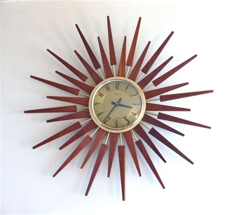 Horloge Murale Vintage Soleil Mid Century Starburst Clock