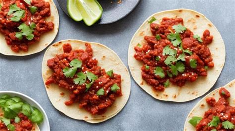 Tacos Mexicanos Con Carne De Res En Salsa De Tomate Y Salsa Foto Premium