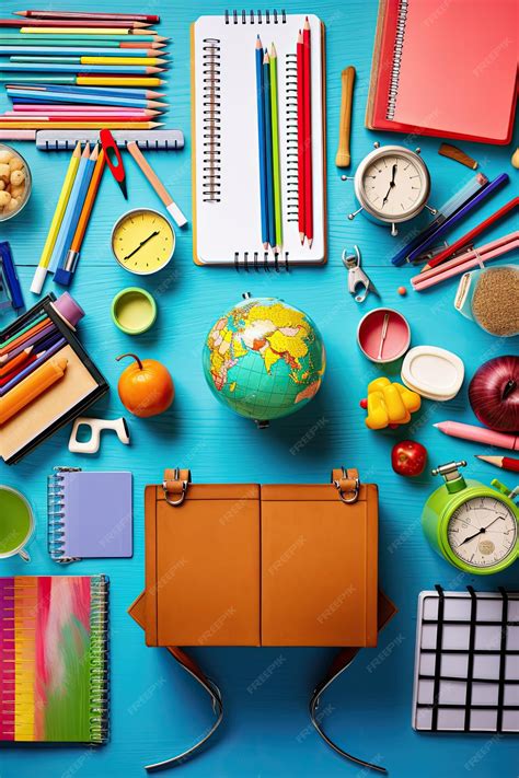 Premium Photo A Colorful Assortment Of School Supplies On A Desk