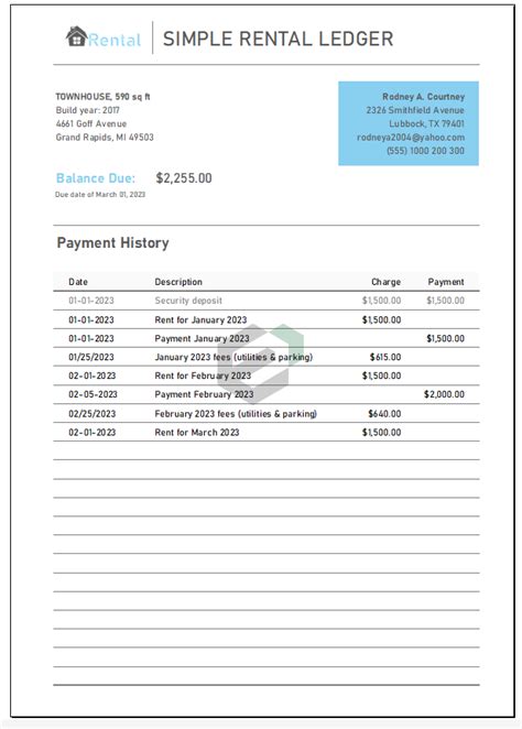 [Free] Simple Monthly Rental Ledger Excel Template