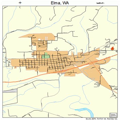 Elma Washington STREET & ROAD MAP WA atlas poster print