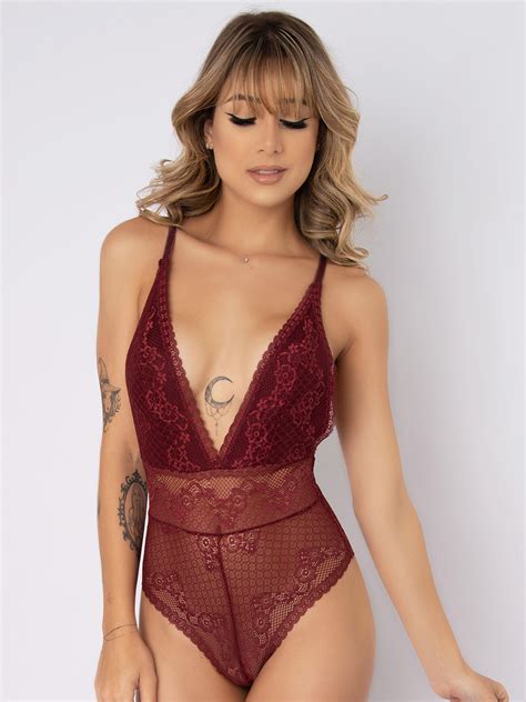 Body Feminino Renda Sensual Decote V Sem Bojo Lingerie Bori Loja Sigh