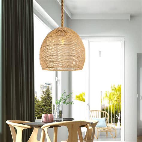 Arturesthome Natural Rattan Pendant Light Woven Lamp Shade Ceiling