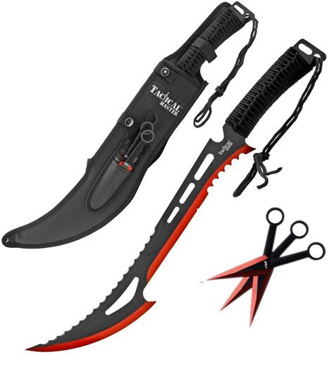 Tactical Master Machete Sword with 3 Throwing Knives - Giri Martial ...